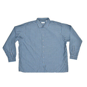 Calvin Klein Tall 20 Blue Gray Plaid Long Sleeve Button Down Shirt 38/39 Chest E